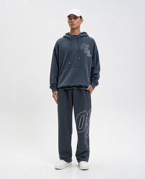 Off-White Blue hoodie with logo print 44MBB085F5F00K