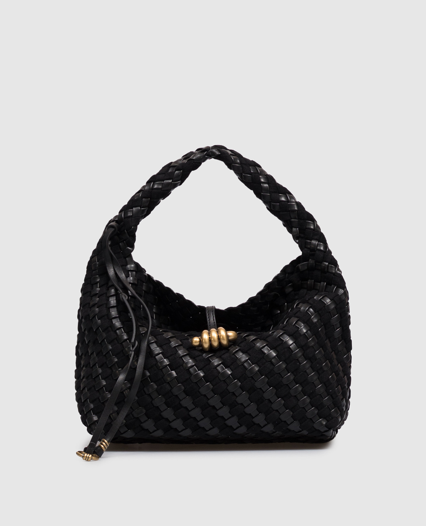 Aurelie Black Woven Hobo Bag