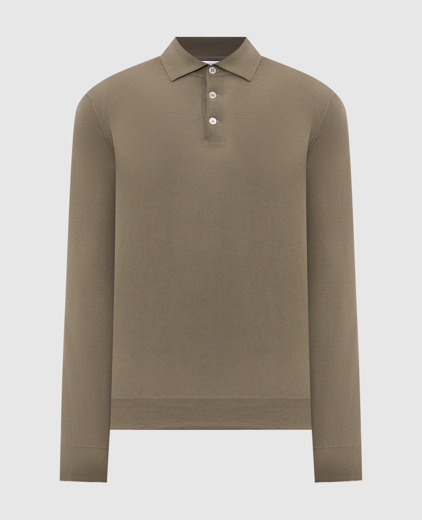 Khaki wool and cashmere polo shirt