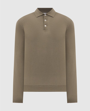 Brunello Cucinelli Khaki wool and cashmere polo shirt M2400295