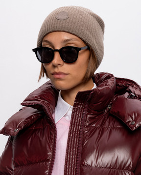 Moncler Brown wool and silk hat with logo patch L20933B00026M4281