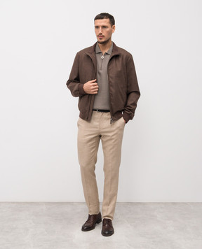 Stefano Ricci Brown wool, cashmere and silk polo shirt W505507P31W26150