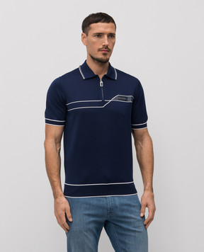 Stefano Ricci Blue silk polo shirt K616434Z33F26104