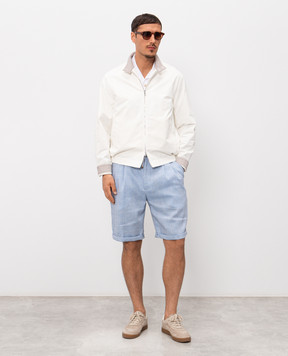 Brunello Cucinelli Blue wool and linen Bermuda shorts MZ408U0020