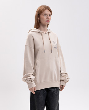 Off-White Beige hoodie with branded print 29E00752T