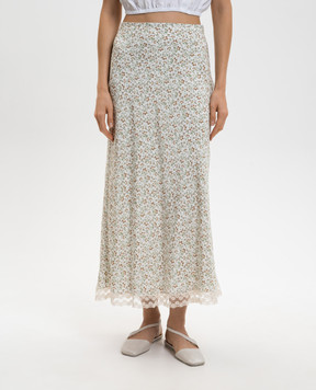 Ermanno Scervino White floral print silk midi skirt D482O386APXWE