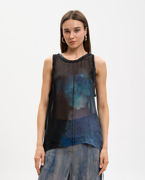 Masnada Black T-shirt with printed silk 8079COB
