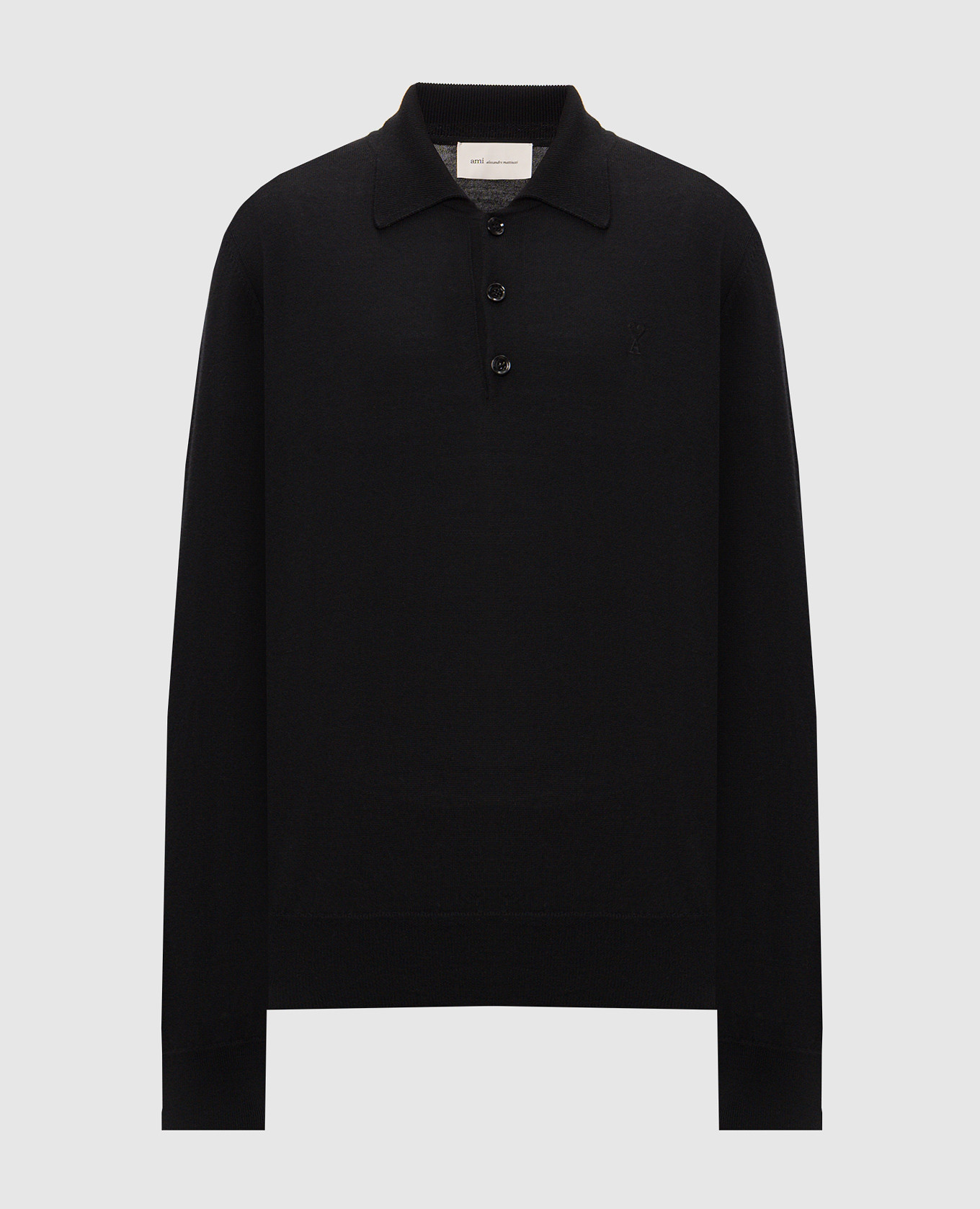Black wool polo shirt