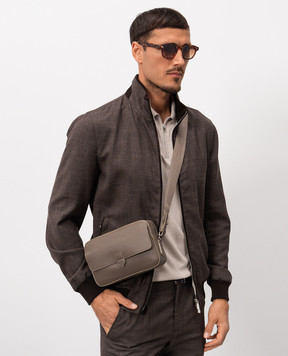 Canali Brown leather bag with embossed logo NA00226P326130
