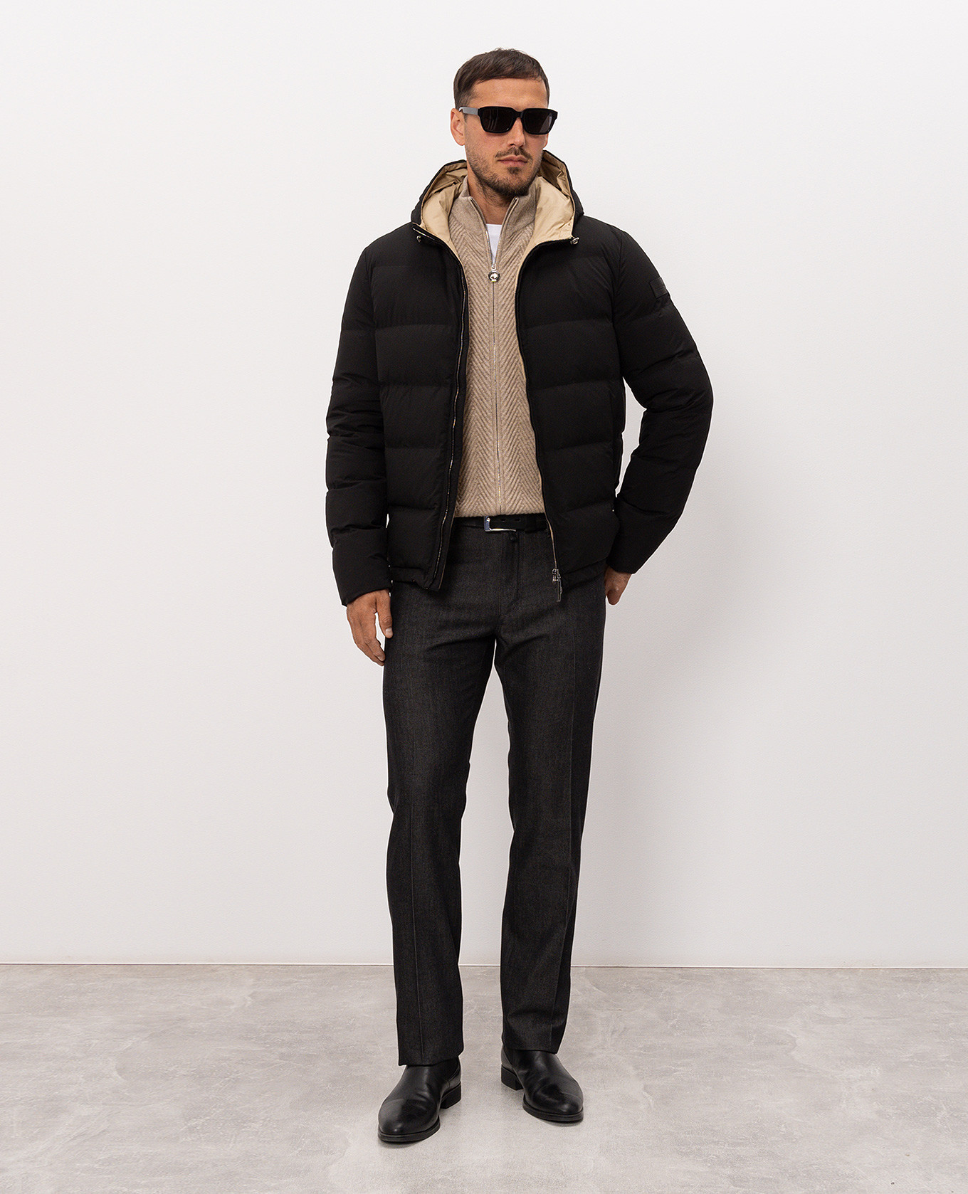 Black down jacket with logo patch Stefano Ricci 2
