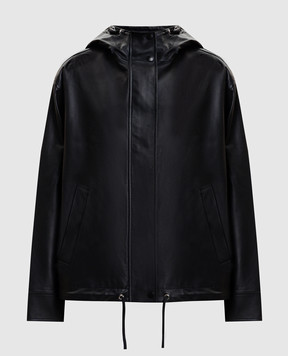 Yves Salomon Army Black leather jacket with hood 26EFV03062L05W