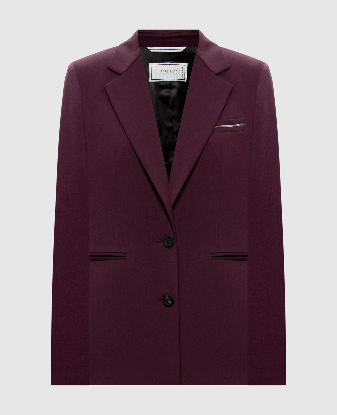Purple wool jacket with monil chain