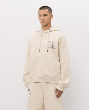 Off-White Beige hoodie with Connect Dots print 44MBB12NF26F00J
