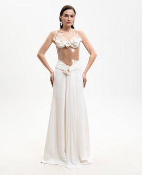 David Koma Ivory sequined floral applique bustier dress RE26DK49DL