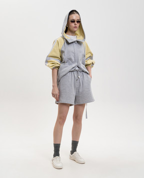 The Attico Grey melange shorts with logo patch 260WCQ00013JJF007AA