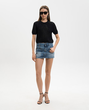 AMIRI Blue denim mini skirt with a frayed effect AWBMSK1018
