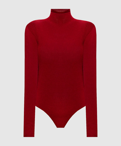 Red bodysuit with long sleeves