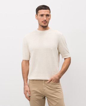 ISAIA White linen and silk T-shirt MG8362Y0508