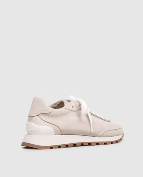 Brunello Cucinelli Beige suede sneakers with a monil chain MZSFG3318P