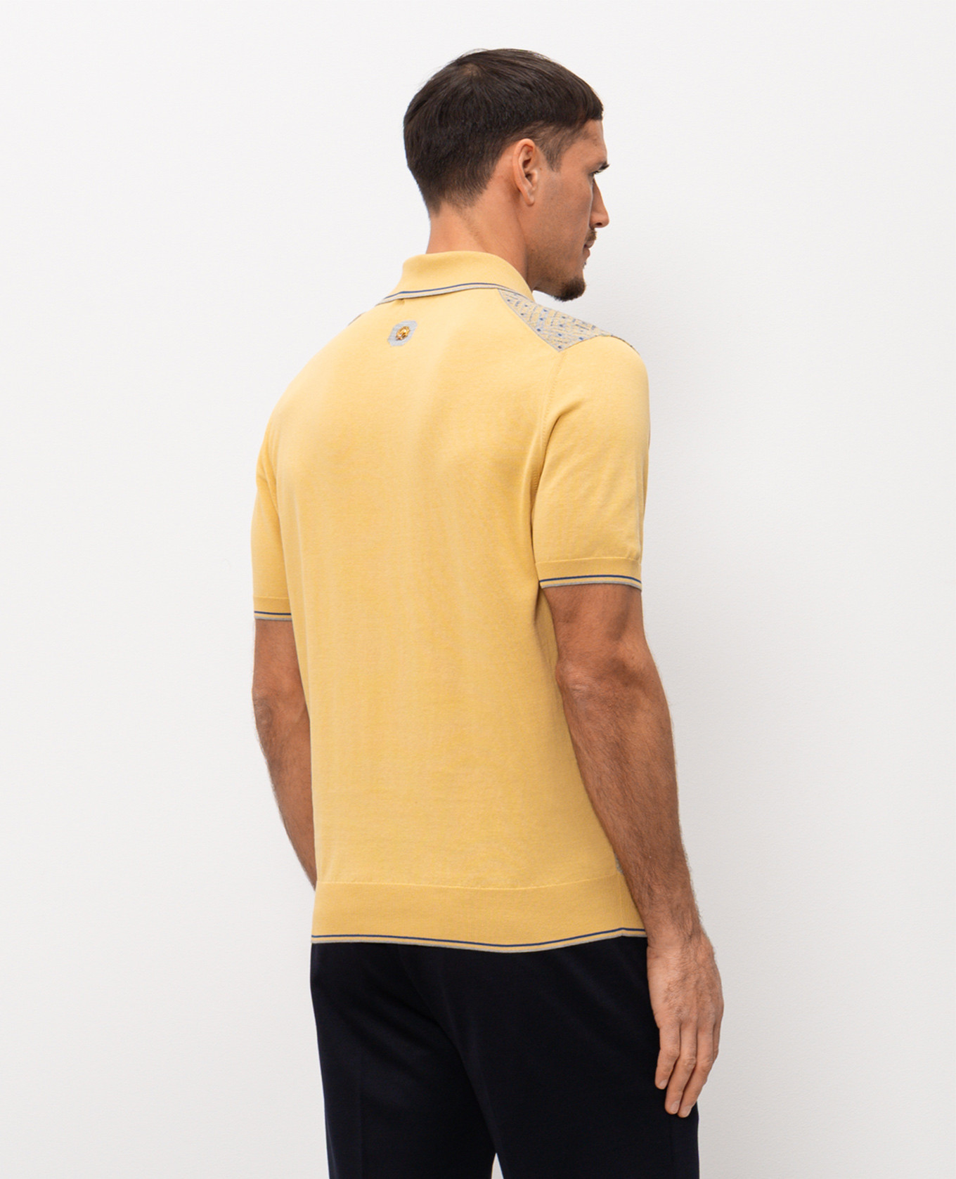 

Yellow polo shirt with patterned silk Stefano Ricci