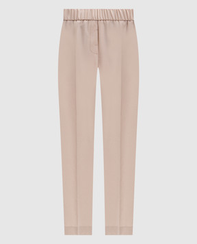Peserico Beige wool pants with patch A04072Z03359