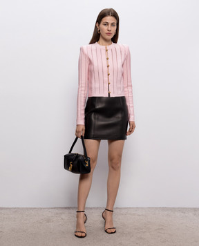 Balmain Black leather mini skirt HF1LBB54LE35