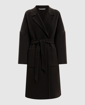 Peserico Brown wool and cashmere puffer coat A20185E00A03197