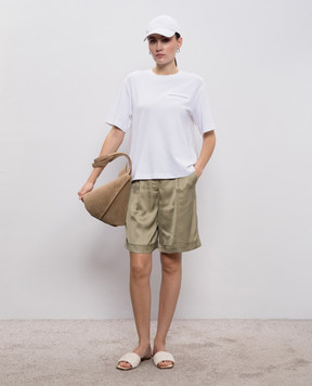 Peserico Khaki shorts with lapels A04083Z06638