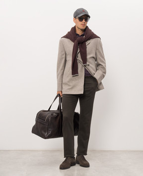 Brunello Cucinelli Gray double-breasted cashmere coat MT4017008K