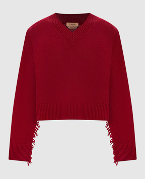 Twinset Burgundy sweater with fringe 262TT3211