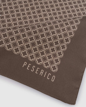 Peserico Brown silk pachet scarf with branded print R71023C0CC804