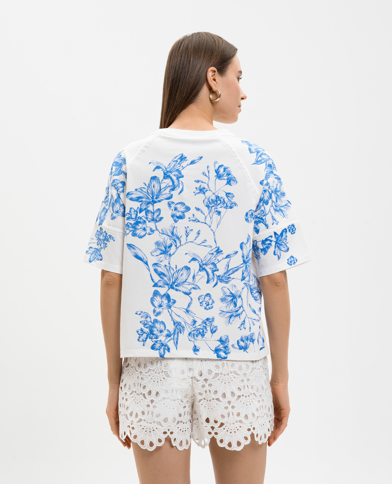 

White T-shirt with floral print Twinset