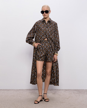 Max Mara Black printed silk shirt dress with belt MXMGIARA
