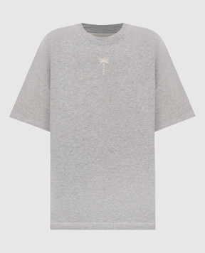 Palm Angels Grey melange T-shirt with embroidered logo PAWAA005JR003