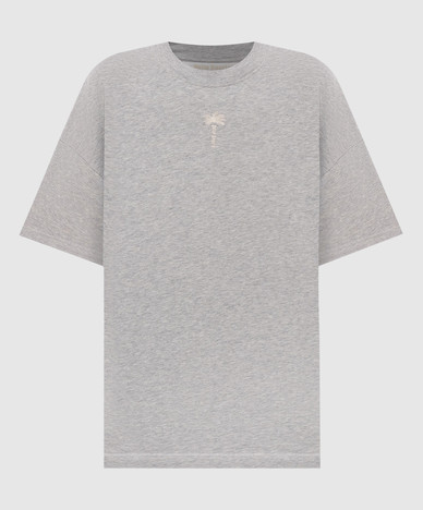 Grey melange T-shirt with embroidered logo