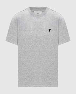 Ami Paris Grey melange T-shirt with embroidered emblem HTS346724w