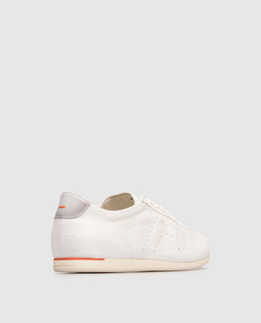Santoni Ivory leather sneakers with embossed logo WBYR61449TIRTFIY