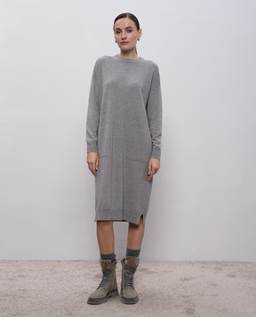 Peserico Gray dress made of wool, silk and cashmere S92214F129018C