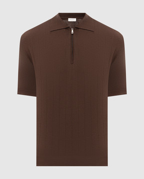 Bilancioni Brown polo shirt with perforated stripes BE26M5PZF5
