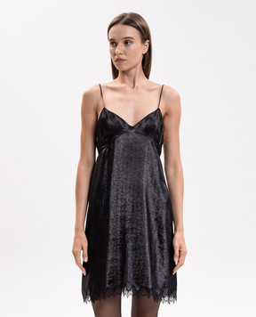 Tom Ford Black mini dress with silk AB3732FAX1892