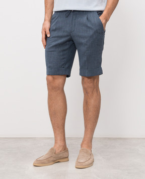 Enrico Mandelli Blue shorts made of wool, silk and linen GYMSHO6020
