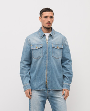 Versace Blue denim shirt with a worn effect 10207231A16386