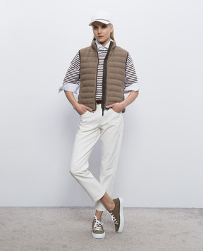 Brunello Cucinelli Brown down vest with sequins M0DVT7776