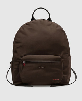 Kiton Brown backpack with metal logo UBA0160N01270