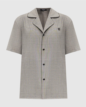 Balmain Grey wool Windsor check shirt GH1HN151WD37