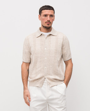 Brunello Cucinelli Beige knitted shirt with linen M2L707805