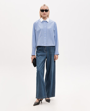 Juun.j Blue cropped checked shirt JW6464W52Q