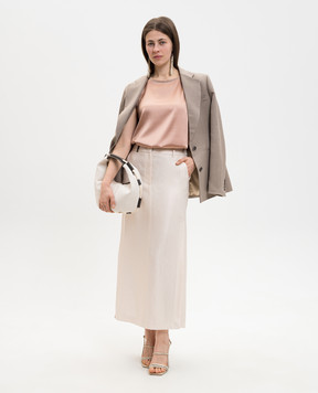 Peserico Beige midi skirt with linen P05143Z01921