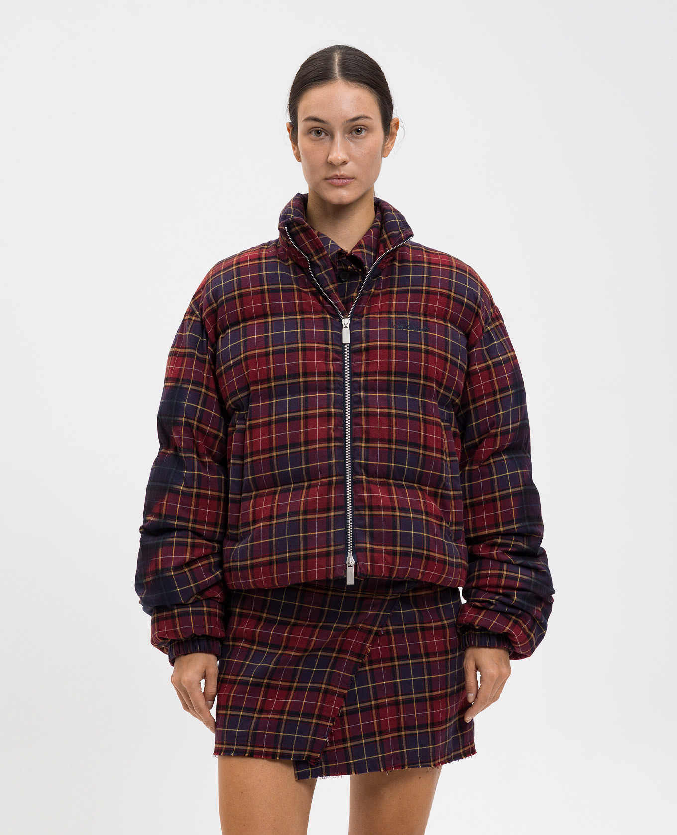 Burgundy quilted checkered jacket Off-White 3
