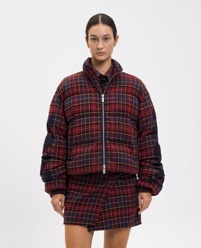 Off-White Burgundy quilted checkered jacket 2EJ007F25FAB001